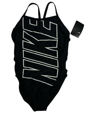 Nike One-Piece Swimsuit Black White Logo Women’s NWT